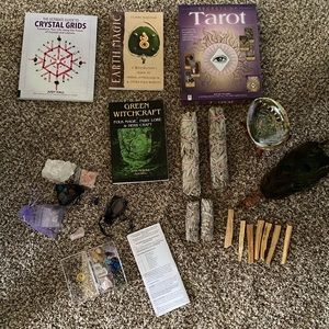 Large Lot Spiritual Crystals Tarot Wicca Smudge